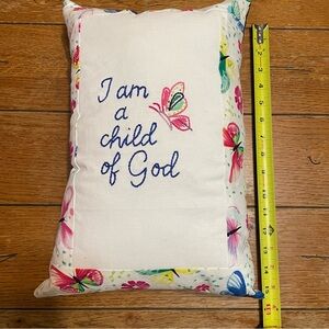 Embroidered 'I am a child of God' Pillow with Butterfly Trim